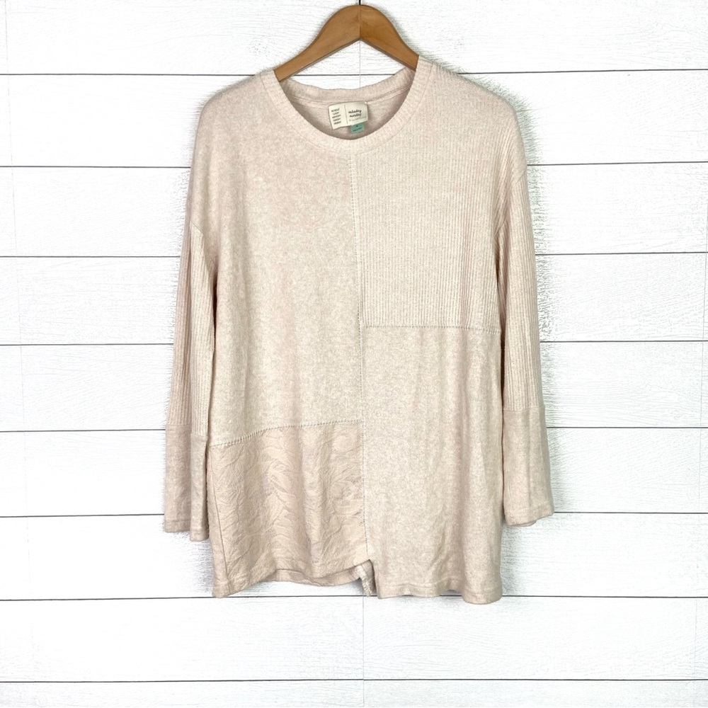SATURDAY SUNDAY Anthropologie Lace Patchwork Snowcase Tunic Top Ivory Medium